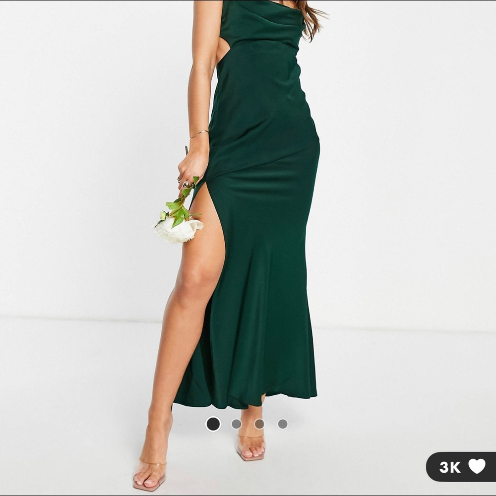 Emerald green silky gown
